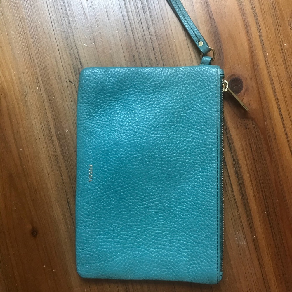 Elegant Teal Leather Wristlet